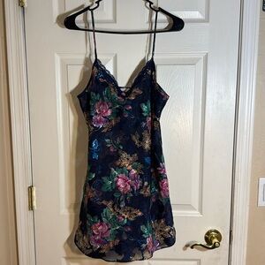 Intimate Moods Sheer Vintage Floral Navy Nightgown‎ Slip dress lingerie